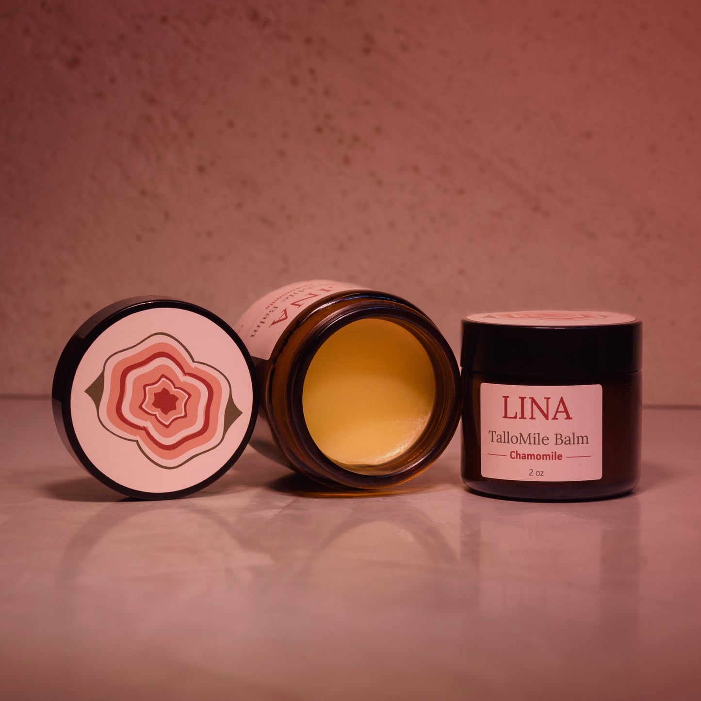 TalloMile Balm. Tallow. Chamomile. Heal & Restore. 2oz & 4oz. Solid texture.